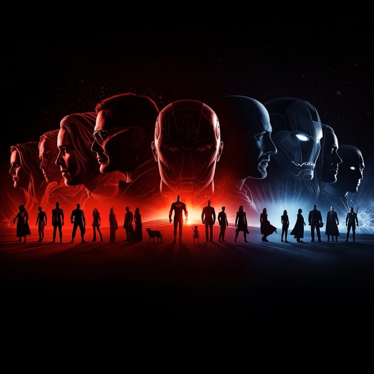 Ilustração editorial representando o Universo Cinematográfico Marvel como uma narrativa interconectada no cinema moderno.