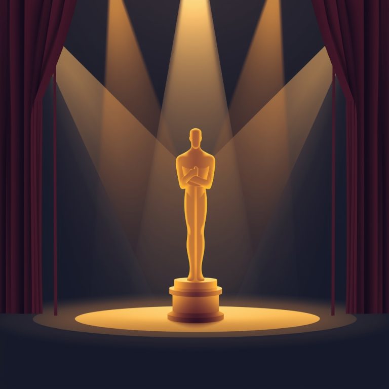 Ilustração editorial representando uma premiação cinematográfica de prestígio e seu impacto cultural.